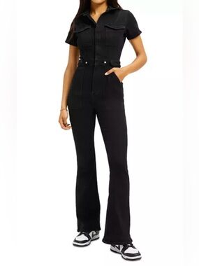 Good American Fit For Success Bootcut Jumpsuit Black M Tall Friendly NWT